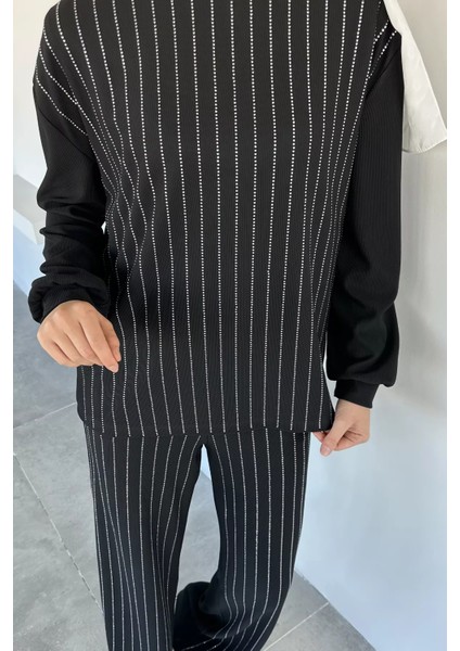 Taş Işlemeli Tesettür Tunik Bel Lastikli Pantolon Ikili Takım P-00018982 indirimleri