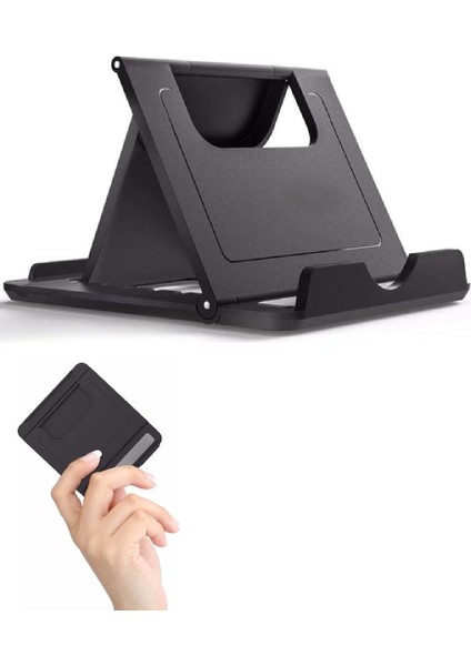 Masaüstü Mini Telefon ve Tablet Tutucu Stand 7 Kademeli Siyah Cn