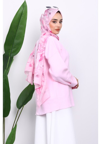 Pembe Bisiklet Yaka Yumuşak Dokulu Oversize Triko Kazak fırsatları