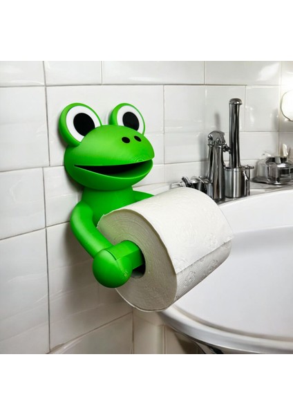 Kurbağa Şekilli Tuvalet Kağıdı Tutucu – Dekoratif 3D Baskı Banyo Aksesuarı – Sevimli Tasarım modelleri