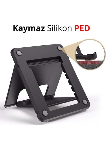 Masaüstü Mini Telefon ve Tablet Tutucu Stand 7 Kademeli Siyah Cn fırsatları