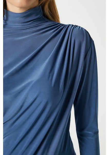 Kadın Moon Büzgülü Indigo Sandy Bluz modelleri