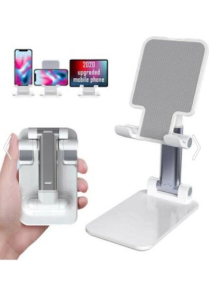 Masa Üstü Telefon / Tablet Standı Kademeli Yükseklik Ayarlı Telefon Tutucu Stand - Beyaz Beyaz Silik fiyatları