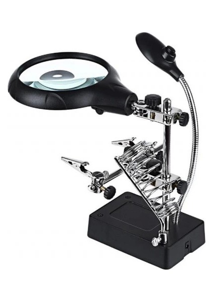 -Masa Üstü Mandallı ,2.5X90MM, 7.5X34MM Mercekli ,adaptörlu Işıklı Büyüteç ( Lisinya )