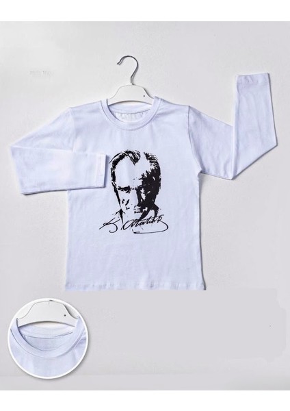 Uzun Kollu Atatürk Baskılı Unisex Çocuk Tişört T-Shirt Body modelleri