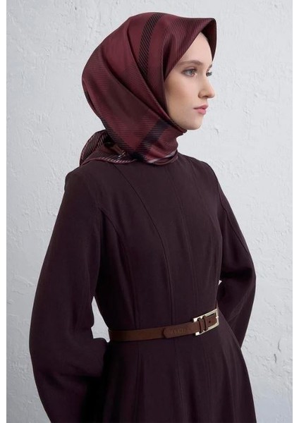 2025 Desenli Saf Ipek Twill Eşarp 9418-53