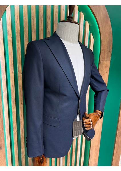 Erkek Lacivert Regular Fit Mono Yaka Ceket 4023-02 fiyatları