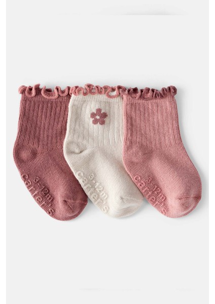 Kız Bebek Desenli 3lü Çorap