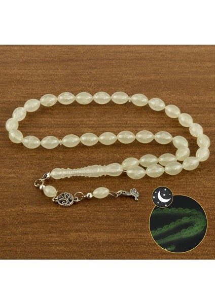 Oval Kesim Tombul Fosforlu Tesbih 8*10 mm