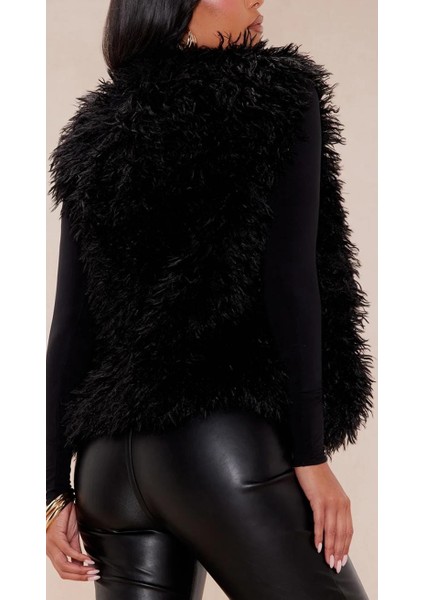 Mamut Kürk Yelek - Siyah , Siyah Yapay Kürk Yelek fırsatları