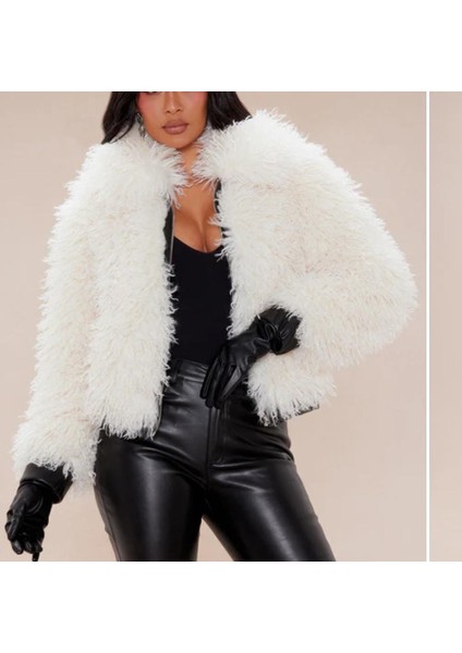 Sünni Kürk Ceket Krem Rengi , Yapay Kürk Ceket ,yumoş Kadın Ceket fiyatları