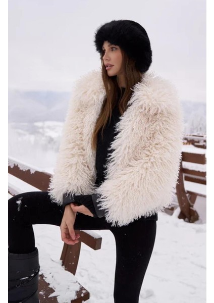 Sünni Kürk Ceket Krem Rengi , Yapay Kürk Ceket ,yumoş Kadın Ceket fırsatları