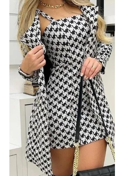 Kazayağı Desenli Elbise Ceket Takım , Kadın Ceket+Elbise Takım fiyatları