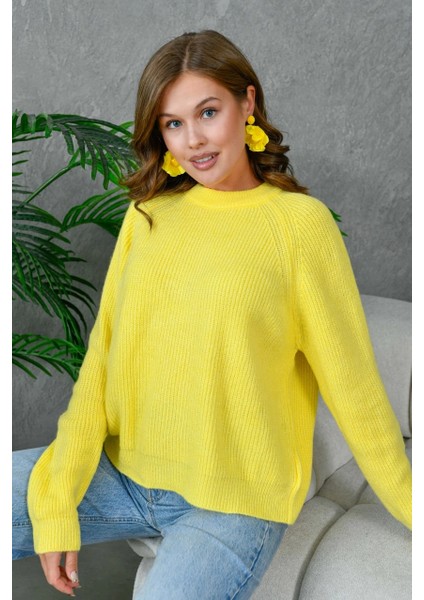 Kadın Kazak Bisiklet Yaka Kazak Sarı - 7559 fırsatları