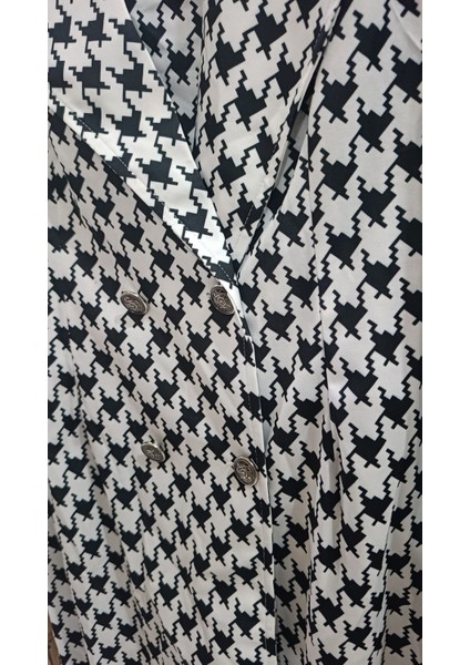 Kazayağı Desenli Elbise Ceket Takım , Kadın Ceket+Elbise Takım