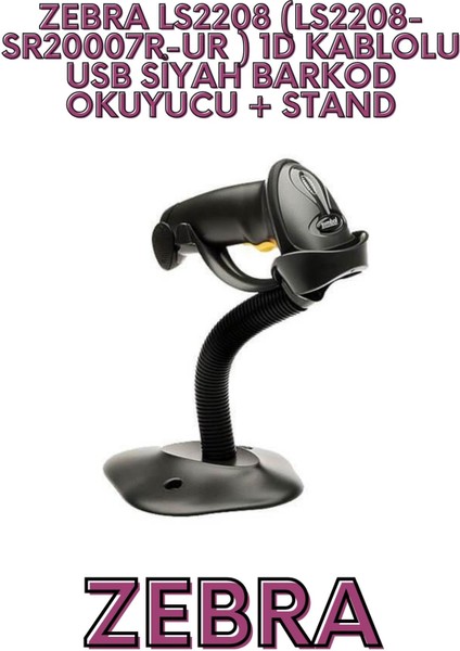 LS2208 (LS2208-SR20007R-UR ) 1d Kablolu USB Siyah Barkod Ok