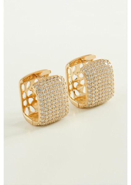 Xuping Kare Zirkon Taşlı Lüks Çelik Küpe