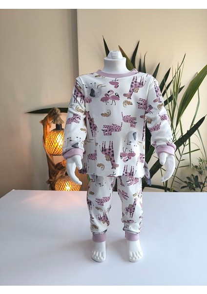 Kız-Erkek Bebek- Çocuk Pijama Takımı %100 Pamuk Uzun Kollu Yuvarlak Yaka Mevsimlik