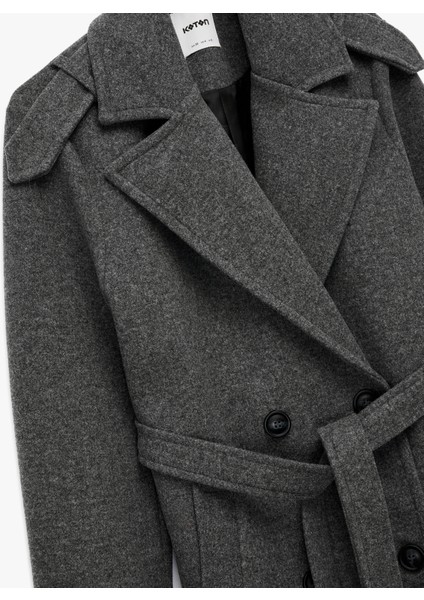 Cepli Uzun Kollu Kruvaze Kemerli Uzun Kaşe Kaban indirimleri