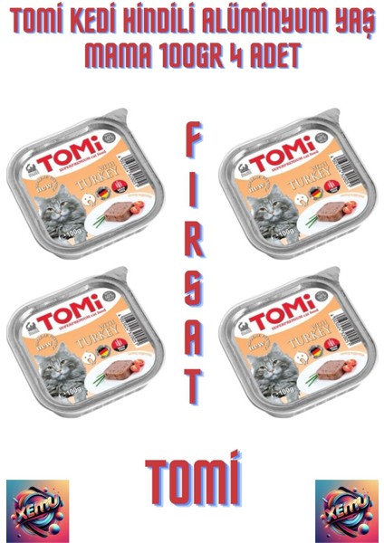 Kedi Hindili Alüminyum Yaş Mama 100GR 4 Adet.