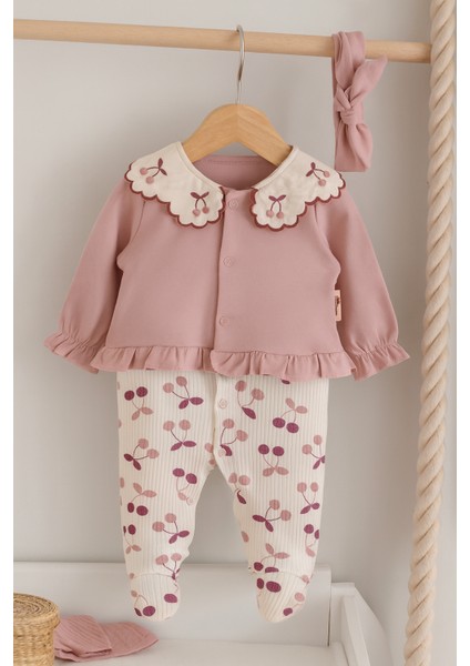 Kiraz Yaka ve Baskılı Bandanalı Tulum