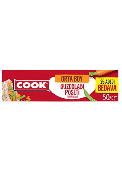 2 Adet Cook Buzdolabı Poşeti Ekonomik Orta Boy