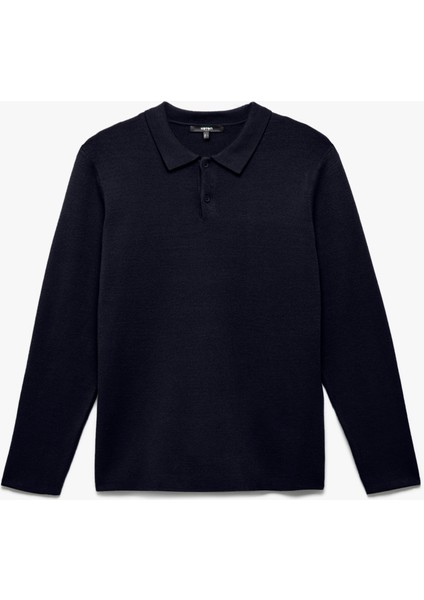 Uzun Kollu Düğmeli Polo Yaka Triko Kazak modelleri