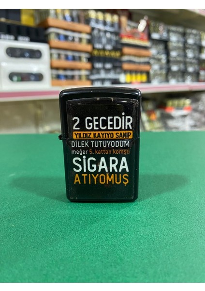 Komşu Sigara Atıyomuş Yazılı Benzinli Çakmak