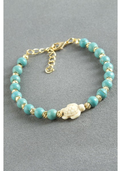 Fil Turkuaz Taşlı Boncuk Bileklik