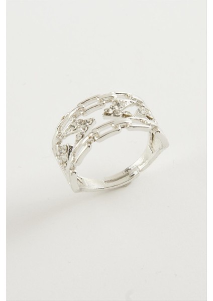 Zincir Şekilli Zirkon Taşlı Yüzük