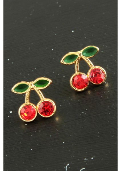 Kiraz Taşlı Minik Küpe