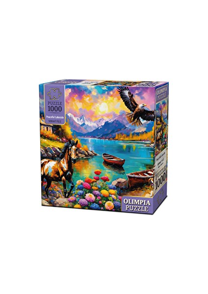 3 Adet Olimpia Puzzle Huzurlu Göl 1000 Parça