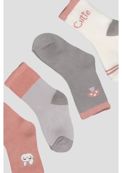 4 Çift Tavşan & Mantar Desenli Pamuklu Kız Bebek ve Çocuk Soket Çorap fırsatları