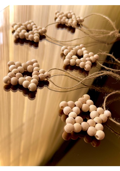 3 Adet Doğal 7 cm Üçlü Ahşap Boncuktan Yıldız | El Yapımı Dekoratif Süs | Bohem Ev & Çocuk Odası Aksesuarı modelleri