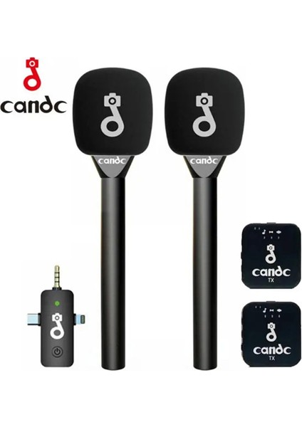 Çift Mikrofonlu Profosyonel Kablosuz Yüksek Kaliteli Ses Kaydı Röportaj Mikrofonu - Lisinya