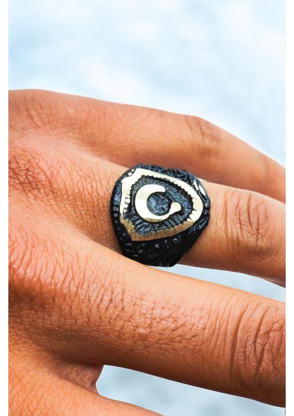 Mat Siyah Ayarlanabilir Yüzük Soyulmaz Kararmaz Ayyıldız Yüzük fiyatları