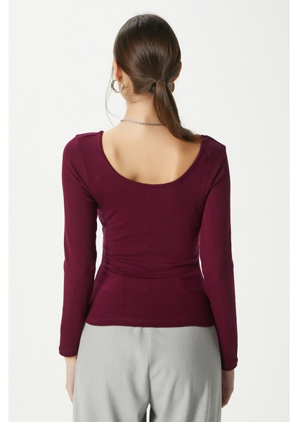 Kadın Heat Lux Touch U Yaka Mürdüm Uzun Kol Soft Bluz indirimleri