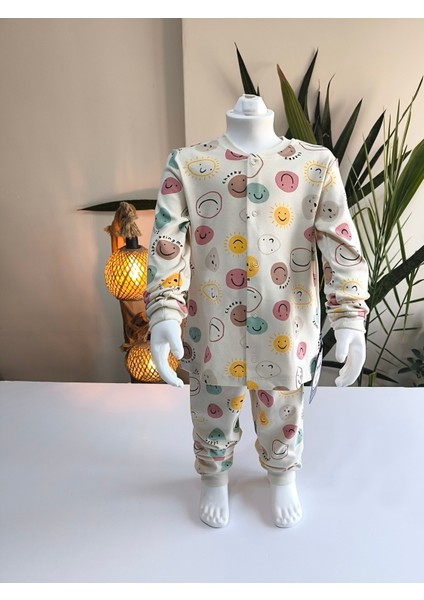 Kız-Erkek Bebek- Çocuk Pijama Takımı %100 Pamuk Uzun Kollu Önü Çıtçıtlı Mevsimlik fiyatları