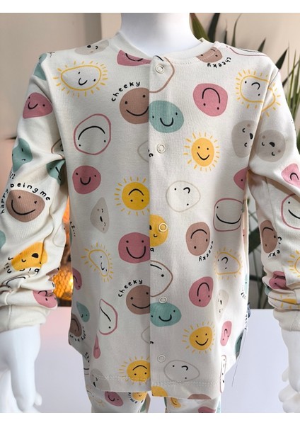Kız-Erkek Bebek- Çocuk Pijama Takımı %100 Pamuk Uzun Kollu Önü Çıtçıtlı Mevsimlik modelleri