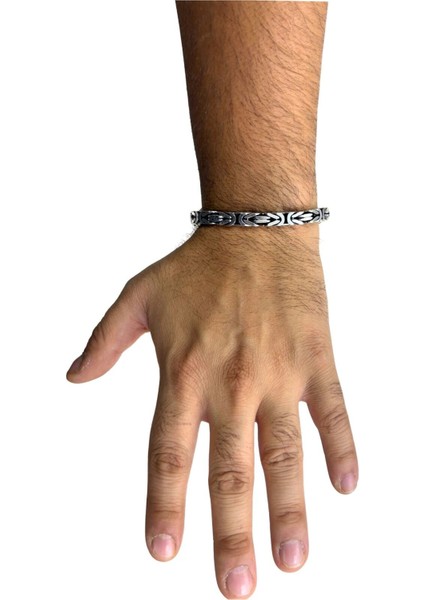 Köşeli Kral Gümüş Zincir Erkek Bileklik – 6 mm fiyatları