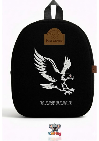 Kara Kartal Siyah Beyaz Çocuk Çantası Nakışlı Hediyelik Geniş Yumuşacık Kreş - Anaokulu Çantası fiyatları