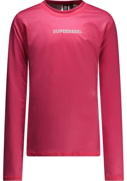 Düz Pembe Kız Çocuk T-Shirt R501-5407-LONG Island Swim Shirt Wi