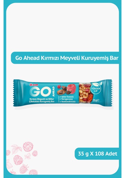 Go Ahead Kırmızı Meyveli ve Bitter Çikolatalı Kuruyemiş Bar - 35 Gram - 108 Adet
