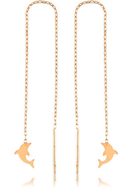 Gümüş Zincirli Yunus Balığı Küpe