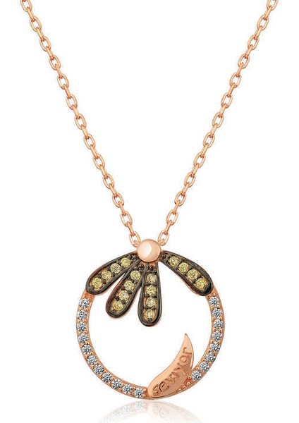 Gümüş Papatya "Seviyor" Kolye