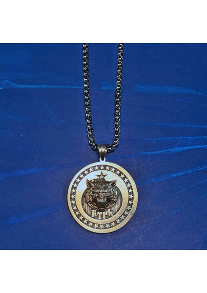 Kurt Figürlü Türk Yazısı El Işçiliği 925 Ayar Gümüş Erkek Kolye modelleri