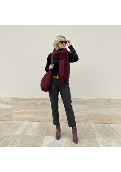 Klein Soft Touch Püskül Detaylı Yün Dokulu Premium Kışlık Şal Saçaklı Atkı modelleri