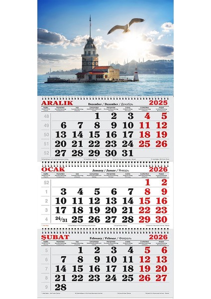 2026 Yılı Gemici Takvimi-Kız Kulesi ve Martı