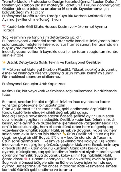 Bayan Kuaförü Saç Kesim Tarağı - Profesyonel Kuaför Kesim Tarağı Kuyruklu Saç Ayırma Şekillendirme Tarağı 722283 fiyatları