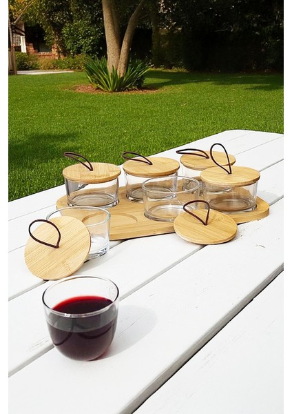 Briora 6 Parça Bambu Kapaklı ve Standlı Cam Kahvaltı Takımı modelleri